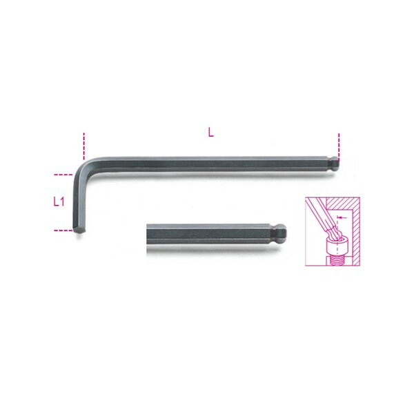 Beta Tools Ball Head Wrench, 3/16" 960992